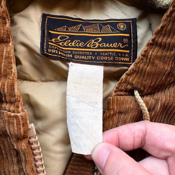 Crazy Rare Vintage Eddie Bauer Corduroy Goose Jacket - Picture 5 of 7